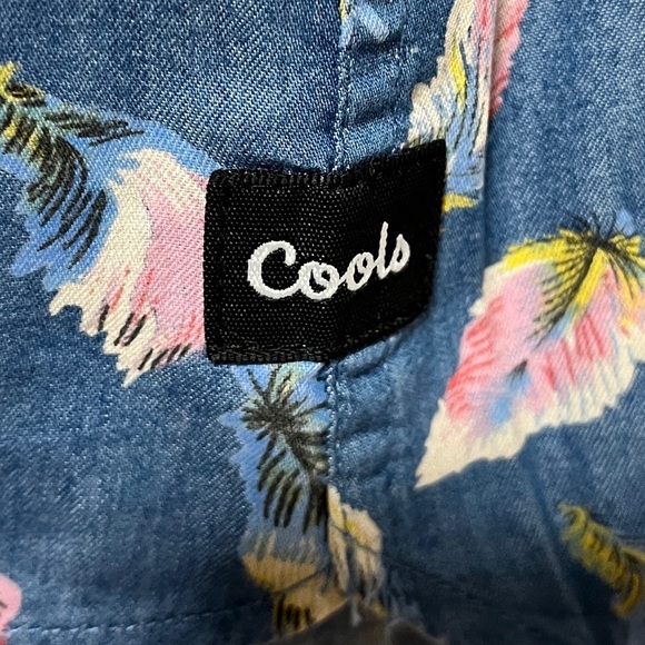 Barney Cools Feather Print Short Sleeve Shirt - Blue - Size M - Picture 6 of 8